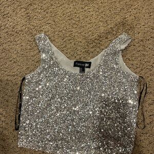 Forever 21 Silver Sequin Women's Top